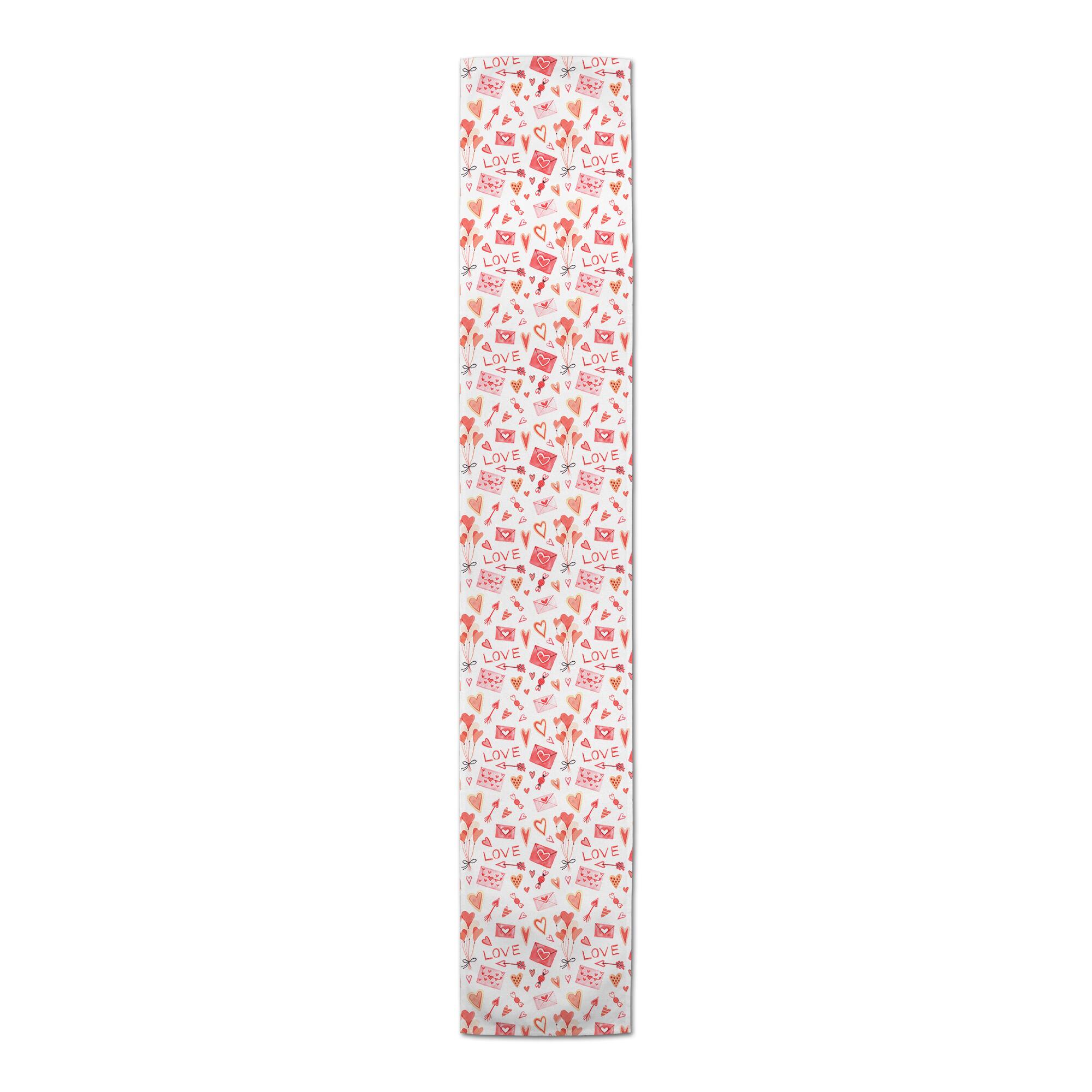 90" Valentine's Balloons & Notes Table Runner